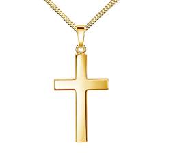 Kreuz-Anhänger 585 Gold 14 Karat / 8 K Goldkreuz für Damen und Herren. Mit Halskette 55 cm von JEVELION