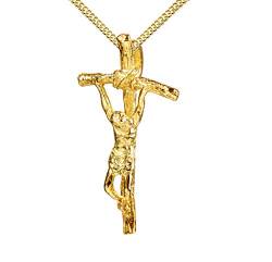 Kreuz-Anhänger Goldkreuz Jesus Christus für Damen, Herren und Kinder als Kettenanhänger 750 Gold 18 Karat mit Schmuck-Etui und Kette von JEVELION