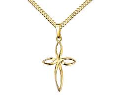 Kreuz-Anhänger mit Infinity Symbol für Damen, Herren und Kinder als Kettenanhänger Gold-Kreuz 333 Gold 8 Karat mit Schmuck-Etui von JEVELION