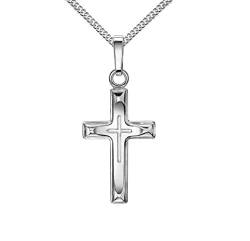 Kreuz in Kreuz-Anhänger Silberkreuz Jesus Christus für Damen 925 Silber Mit Kette 45 cm von JEVELION