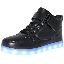 Unisex Leuchtende Schuhe LED Turnschuhe USB Aufladen Paar Schuhe High Top für Damen Herren Blinkende Turnschuhe, Schwarz , 44 EU von JEVRITE