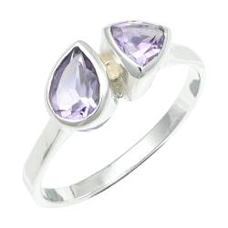 JEWELFORCE Amethyst-Edelstein-Bandring für Herren und Damen, Bandringgröße, Geschenkartikel, 925er-Sterlingsilber, handgefertigter Schmuck JSR-1260A_48 (15.3) von JEWELFORCE