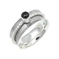 JEWELFORCE Rutilquarz-Edelstein-Spinnerring, 925er Sterlingsilber, Meditationsring für Männer und Frauen, alle Größen, handgefertigter Schmuck JSR-154F_67 (21.3) von JEWELFORCE