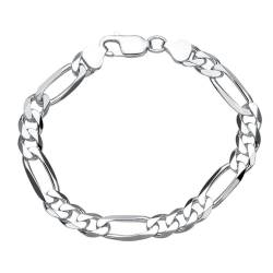 925 Silberarmband: Figaroarmband Silber 8mm breit - Länge wählbar FA0080 (Länge: 21cm) von JEWLIX