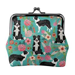 Border Collie Florals Print Multifunktionale Münzbörse Mode Münze Geldbörse Karte Tasche Unisex, Schwarz , Einheitsgröße von JEWOSS