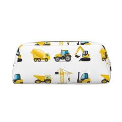 JEWOSS Cartoon Heavy Machinery Truck Print Pencil Bag, Unisex Pencil Case Cosmetic Bag Small Jewelry Storage Bag Stylish Leather Zipper Pen Case - Premium Quality Pencil Pouch, gold, Einheitsgröße, von JEWOSS