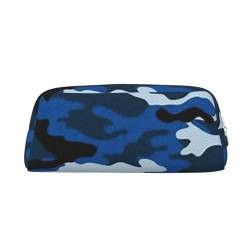 JEWOSS Federmäppchen mit Camouflage-Muster, unisex, Kosmetiktasche, kleine Schmuckaufbewahrungstasche, stilvolles Leder, Reißverschluss, Stifteetui, Premium-Qualität, Blau, silber, Einheitsgröße, von JEWOSS