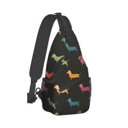 JEWOSS Stilvolle Schultertasche mit süßem Dackel-Motiv, hochwertige Umhängetasche mit verstellbarem Riemen, Unisex, Schwarz , Einheitsgröße von JEWOSS