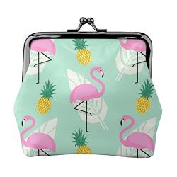 Rosa Flamingo Ananas Druck Multifunktionale Geldbörse Mode Münze Geldbörse Karte Tasche Unisex, Schwarz , Einheitsgröße von JEWOSS