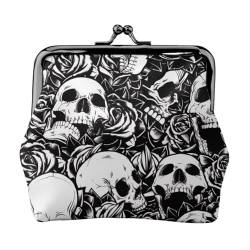 Schwarz Floral Schädel Druck Multifunktionale Geldbörse Mode Münze Geldbörse Karte Tasche Unisex, Schwarz , Einheitsgröße von JEWOSS