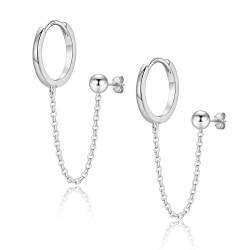 925 Sterling Silber Ohrringe Hängend Creolen Silber & Klein Ball Ohrstecker für Damen Frauen Mädchen Huggie Ohrringe für Mehrere Ohrlöcher von JEWTOP