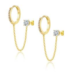 Ohrringe Gold Hängend Creolen Goldene Ohrstecker vergoldet Ohrringe mit Zirkonia Schmuck Geschenke für Damen Mädchen Frauen Herren von JEWTOP