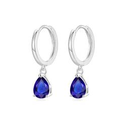 Ohrringe Silber 925 Hängend AAA marineblau Zirkonia Creolen Ohrhänger Damen Frauen Schmuck Geschenk von JEWTOP