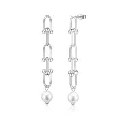 Ohrstecker Perlenohrringe Silber 925 Hängend Perlen Ohrringe Damen Perlen Ohrhänger Silber Schmuck für Frauen Mädchen von JEWTOP