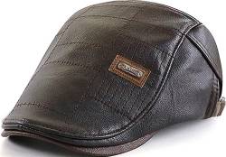 JFAN Baskenmützen für Männer Flatcap Herren Schiebermütze Damen Herren Barett aus Gurte PU Leder Einstellbar Winter,A-Braun,One Size von JFAN