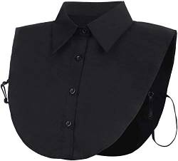 JFAN Damenhalb Frauen Kragen Abnehmbare Hälfte Shirt Bluse Damen Blusenkragen Fake Hemd Kragen Weiß One Size Schwarz von JFAN