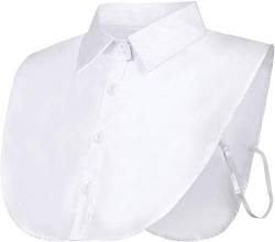 JFAN Damenhalb Frauen Kragen Abnehmbare Hälfte Shirt Bluse Damen Blusenkragen Fake Hemd Kragen Weiß One Size Weiß von JFAN
