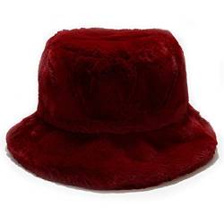 JFAN Fischerhut Damen Unisex Eimer Hut Einfachheit UV Schutz Plüsch Einfarbig Faltbar Hut One Size Rot von JFAN