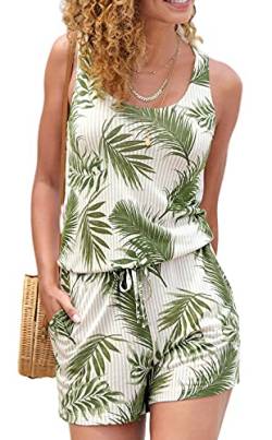 JFAN Kleid und Jumpsuit Damen Kokosnuss Grün Bedrucktes Tank Top Sommer Hose Casual Beachwear Jumpsuit Damen Eleganter Jumpsuit von JFAN