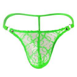 JFAN Männer Tanga Slips Herrentanga aus Spitze mit Blumendruck Mini-String Unterwäsche Grün von JFAN