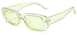JFAN Retro Sonnenbrille Herren Damen mit UV Schutz Sunglasses Mode Rechteckige Vintage Sonnenbrille Grün von JFAN
