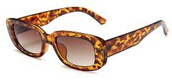 JFAN Retro Sonnenbrille Herren Damen mit UV Schutz Sunglasses Mode Rechteckige Vintage Sonnenbrille Leopard von JFAN