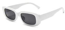 JFAN Retro Sonnenbrille Herren Damen mit UV Schutz Sunglasses Mode Rechteckige Vintage Sonnenbrille Weiß von JFAN