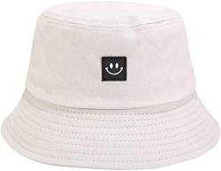 JFAN Smiley Fischerhüte Bucket Hat Unisex Cap Camping im Freien Bucket Hat Damen Fischer Hut Herren, Beige, One Size von JFAN