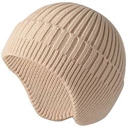 JFAN Wintermütze mit Ohrenklappen Wollmütze Kopfwärmer Beanies für Damen und Herren Outdoor Beige Einheitsgröße von JFAN