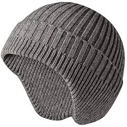 JFAN Wintermütze mit Ohrenklappen Wollmütze Kopfwärmer Beanies für Damen und Herren Outdoor Grau Einheitsgröße von JFAN