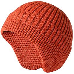 JFAN Wintermütze mit Ohrenklappen Wollmütze Kopfwärmer Beanies für Damen und Herren Outdoor Orange Einheitsgröße von JFAN