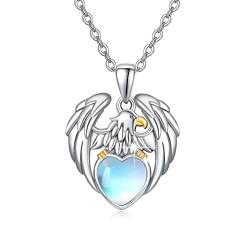 JFASHOP Eagle Kette für Frauen 925 Sterling Silber Mondsteine Hawk Bald Eagle Anhänger Halskette mit Schmuckgeschenken für Frauen Mädchen von JFASHOP