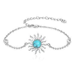 JFASHOP Herz Türkisfarben/Sonnen Armband/Nautische Ruder Armbänder 925 Sterling Silber Ich liebe dich an den Mond und das Rücken Türkise Schmuck Geschenk für Frauen Mädchen Frau (Sonnen) von JFASHOP