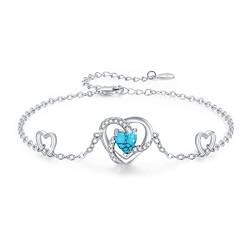 JFASHOP Herz türkisfarben Armband 925 Sterling Silber Ich liebe dich an den Mond und das Rückenarmband türkise Schmuck Geschenk für Mutter Frauen Mädchen Frau Frau von JFASHOP