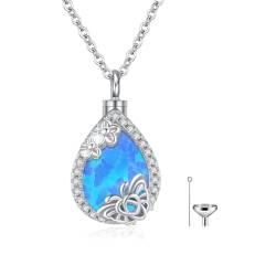 JFASHOP Urne Halskette für Asche 925 Sterling Silber Opal Kette Memorial Cremation für Frauen Medaillon Anhänger Asche Andenken Geschenk (#3) von JFASHOP