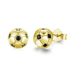 Jungen Ohrstecker Sterling Silber 925 Fussball Schmuck für Damen Ball Ohrringe Geschenk für Muttertag Mädchen,Kinder (A2) von JFASHOP