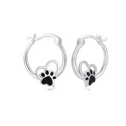 Pfoten Ohrringe 925 Sterling Silber Creolen Kinder Katze Pfote Ohrringe Hypoallergene Tier Paw Ohrringe Hundepfoten Creolen Pfoten Schmuck Geschenk für Damen Frauen Mädchen (G-Pfoten) von JFASHOP