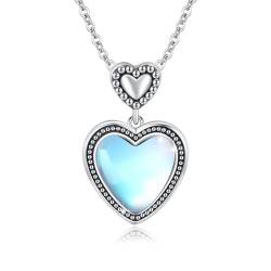 Türkis Kette 925 Sterling Silber herz kette Damen Türkis Anhänger Halskette Türkis Ohrringe Schmuck Geschenke für Frauen Kinder Mama Frau Freundin Tochter (#81) von JFASHOP