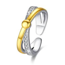 Wickelring 925 Sterling Silber Infinity Verlobungsring mit 5A Zirkonia überkreuzter Ring Eheringe Ring für Damen (#2) von JFASHOP