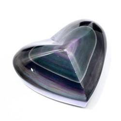 JFLDVUMJUM 1 Stück 50 g-160 g natürliche Kristallsteine, Volkshandwerk, Regenbogen-Obsidian-Herz, wunderschöner Kristall ZAOQINIYIN (Color : 1pc 142g-150g) von JFLDVUMJUM