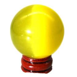 JFLDVUMJUM 1 Stück Naturstein, gelbes Katzenauge, Kugel, Kristallkugel, 40–100 mm, zur Dekoration, schöner Kristall ZAOQINIYIN (Color : 1pc 50mm) von JFLDVUMJUM