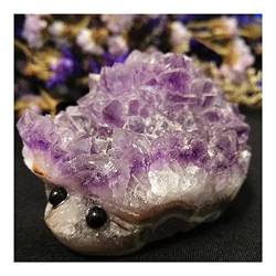 JFLDVUMJUM Natürliche Uruguay-Traum-Amethyst-Quarz-Probe, Amethyst-Schnitzerei, Tier-Igel-Edelsteine, Raumdekoration ZAOQINIYIN (Material : 160g) von JFLDVUMJUM