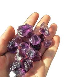 JFLDVUMJUM Roher natürlicher Quarzkies, getrommelter Kristall, brasilianischer Amethyst, rauer Edelstein, 200 g, wunderschöner Kristall ZAOQINIYIN von JFLDVUMJUM