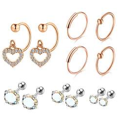 JFORYOU 12er Set 18G Knorpelpiercing Daith Tragus Helix Septum Piercing Schmuck Hufeisen Ringe Labret Piercing von JFORYOU