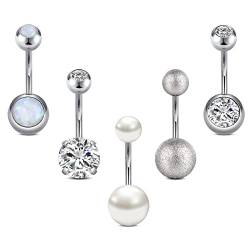 JFORYOU 14G Bauchnabelpiercing 10mm Bauchpiercing 5 Stil CZ Nabelpiercing Bauchnabelstab Bauchnabelring von JFORYOU