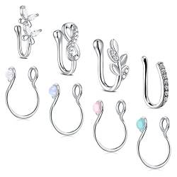 JFORYOU Fake Nasenpiercing Faux Septum Fake Ohr Helix Cartilage Ring Nose Cuff Clip On Faux Nostril Piercing von JFORYOU