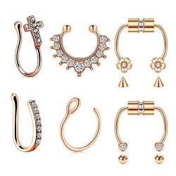 JFORYOU Fake Nasenpiercing Magnetische Fake Septum Nasenring Fake Ohr Helix Cartilage Ring von JFORYOU