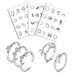 JFORYOU Offenen Verstellbar Zehenring und klein Tattoo Aufkleber Einstellbar Strand Fußkettchen Fußschmuck Set für Frauen Mädchen von JFORYOU