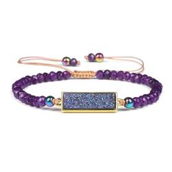 JFSYMYF Damen Armbänder Stein Armbänder Einfache Armbänder Verstellbare Geflochtene Stränge Modeschmuck (Amethyst) von JFSYMYF