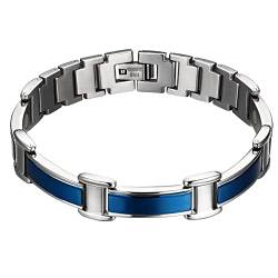 JFUME Blaues Magnetarmband Geschenk für Männer und Frauen Edelstahlschmuck mit Link-Entfernungswerkzeug 8,3 "verstellbar, Silber und Blau von JFUME
